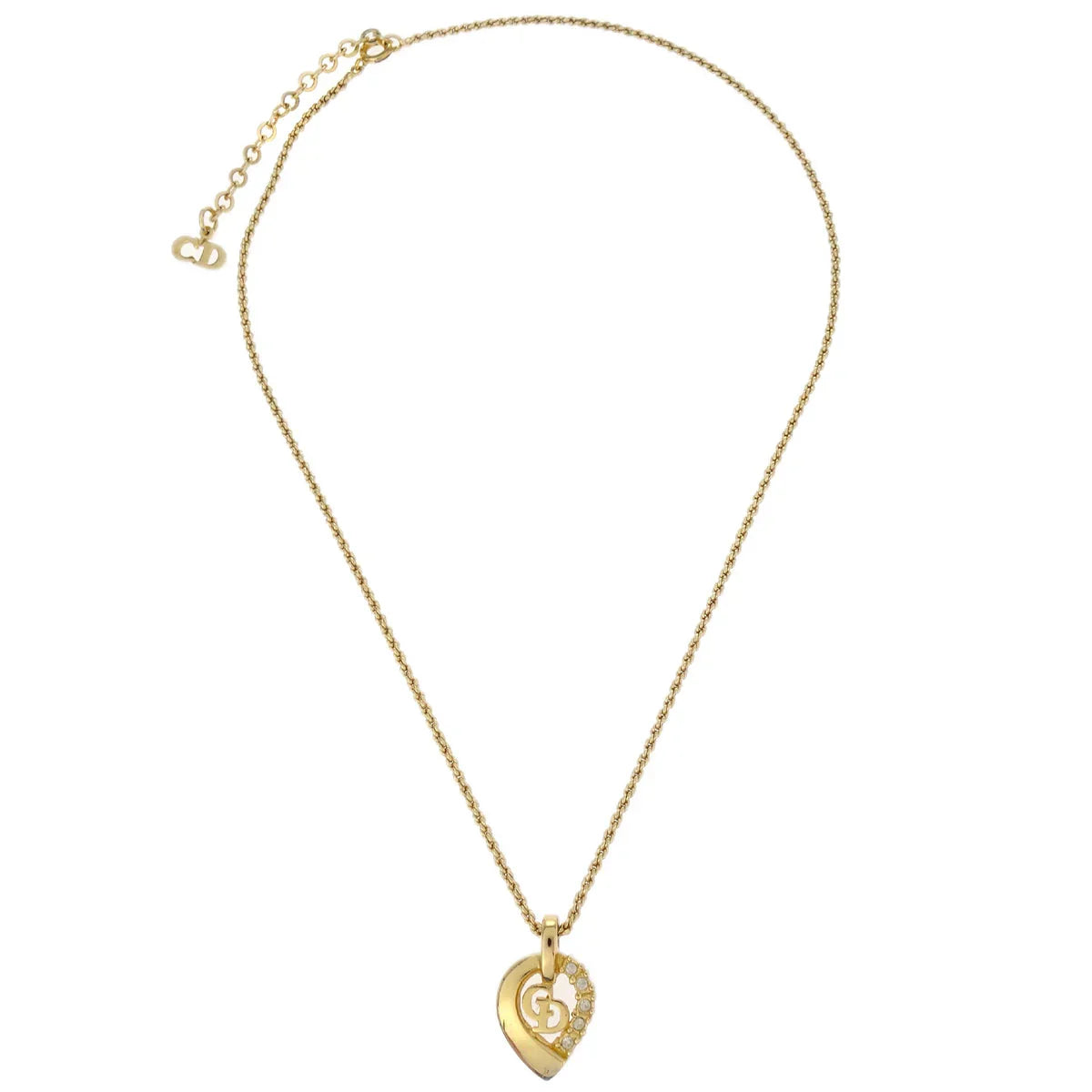 Christian Dior Necklace Pendant Gold Rhinestone