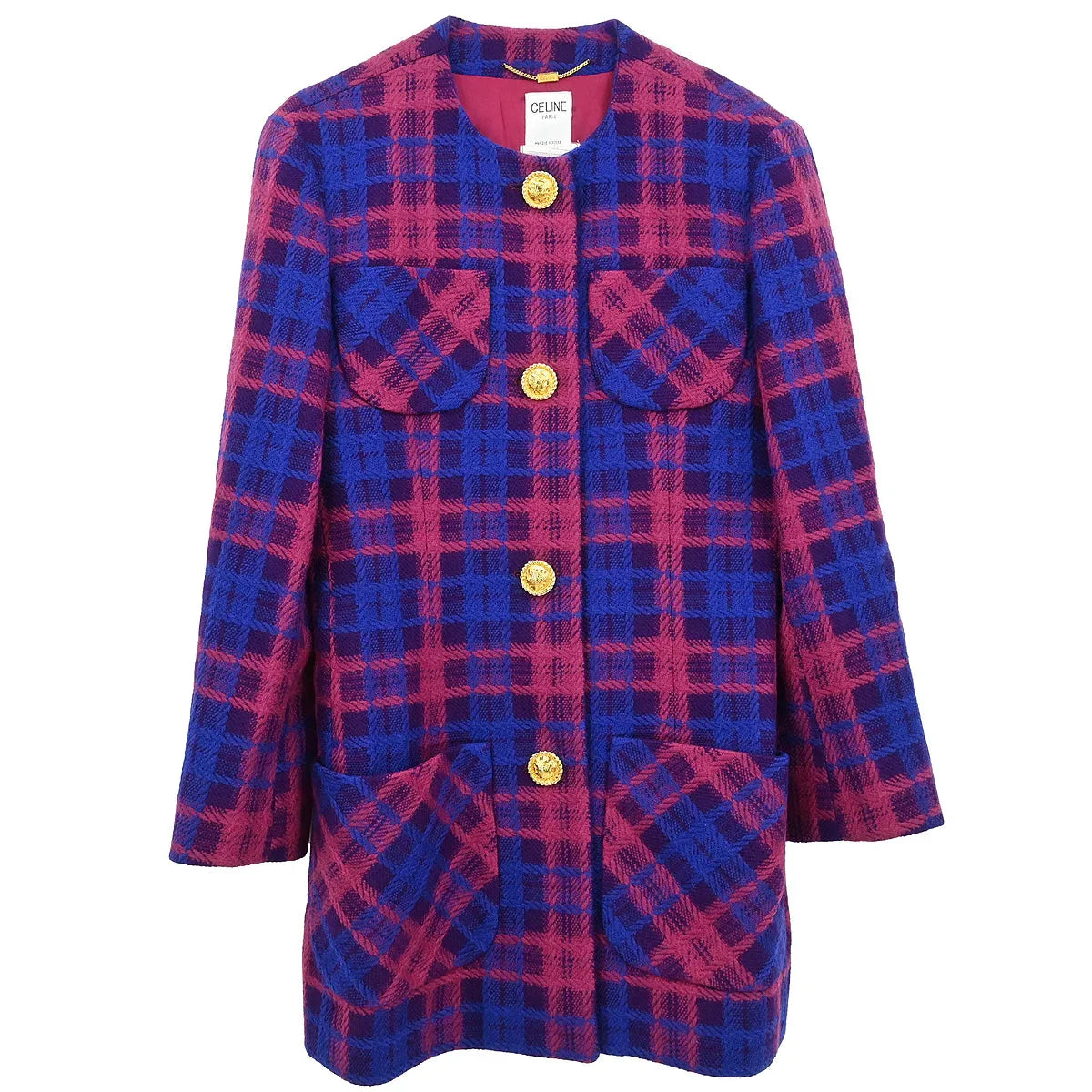Celine Single Breasted Jacket Collarless Blue #38