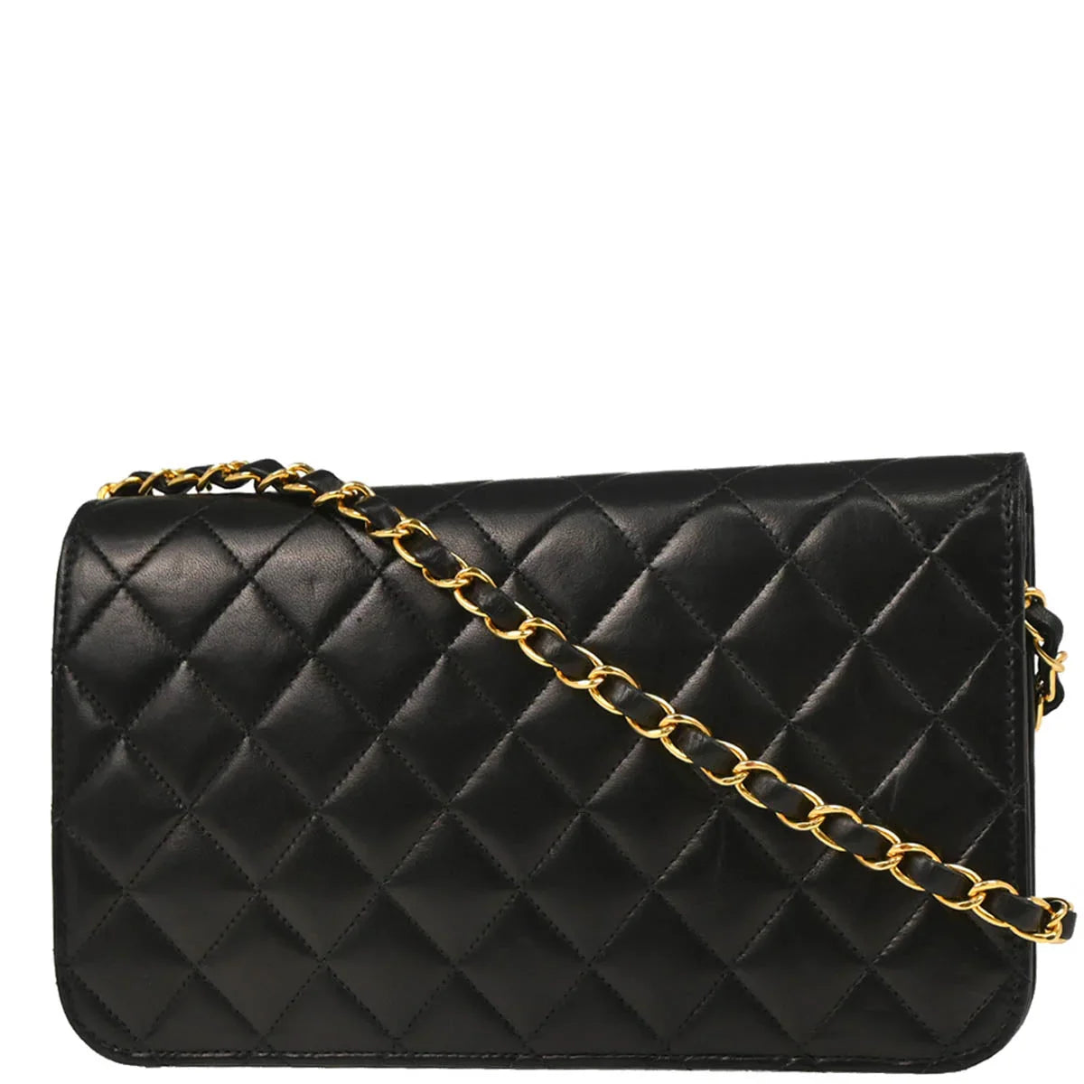Chanel 2000-2002 Black Lambskin Turnlock Small Full Flap Shoulder Bag