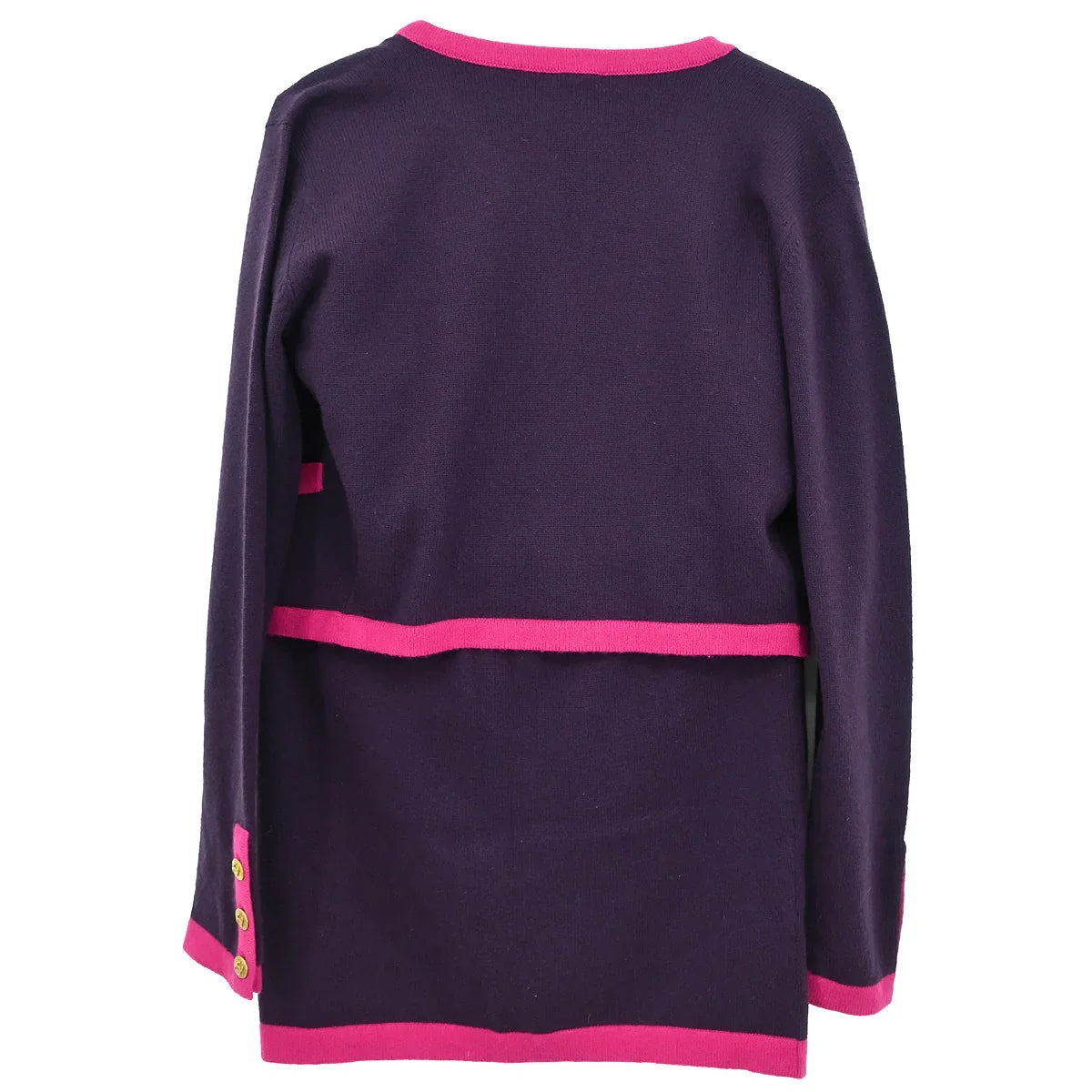 Chanel 1994 Setup Suit Cardigan Top Skirt Purple #42