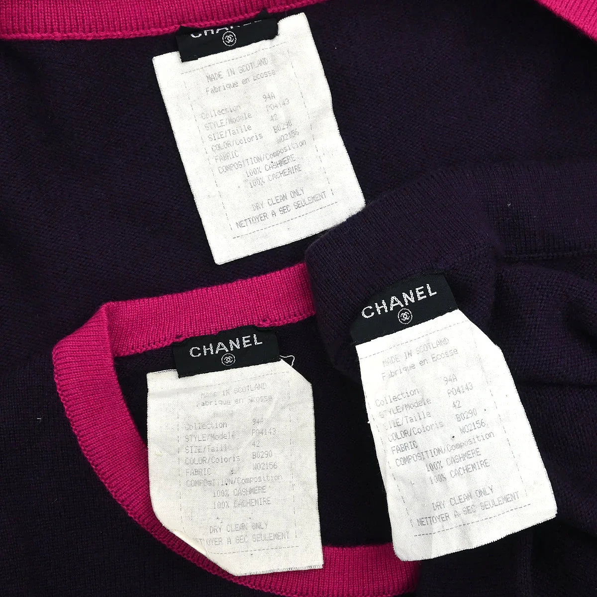 Chanel 1994 Setup Suit Cardigan Top Skirt Purple #42
