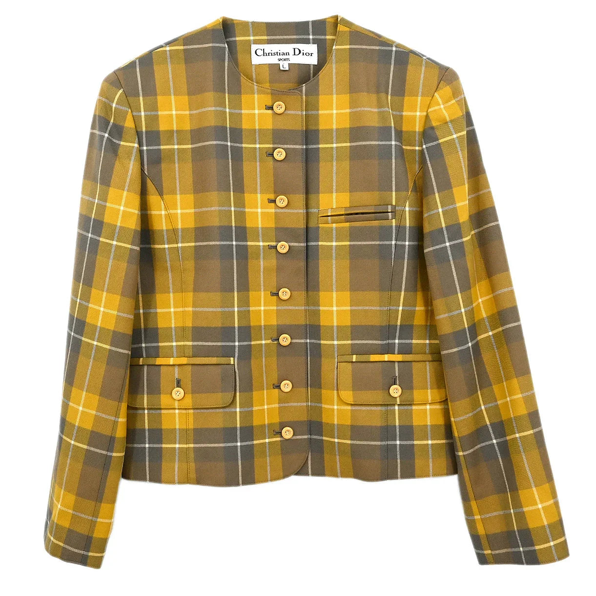 Christian Dior Single Breasted Collarless Jacket Yellow #L