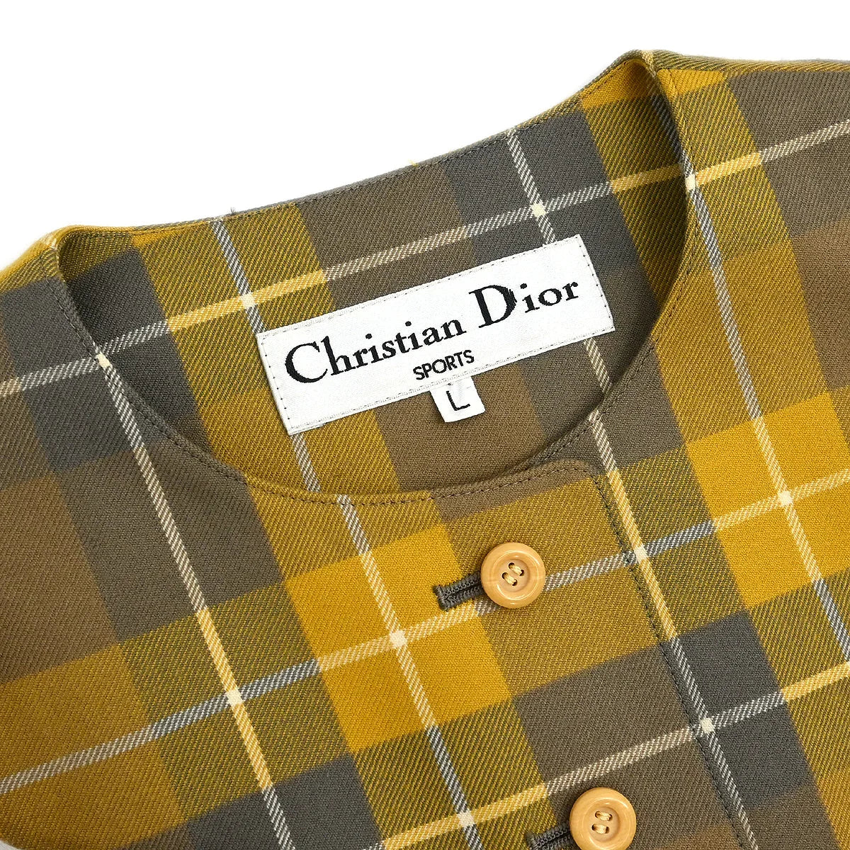 Christian Dior Single Breasted Collarless Jacket Yellow #L