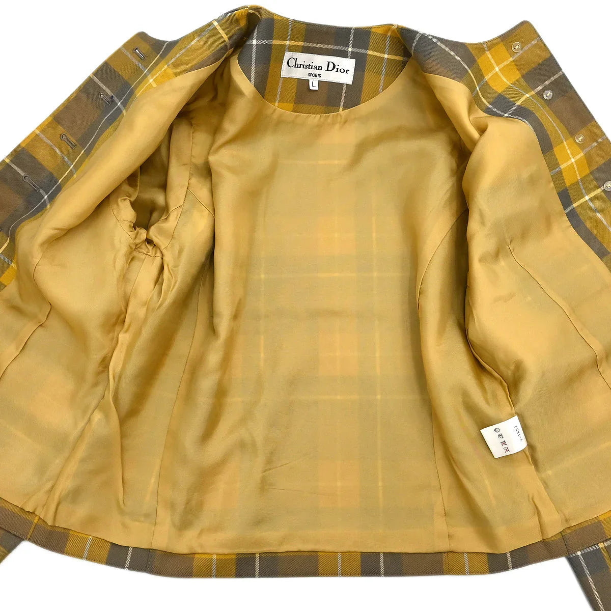 Christian Dior Single Breasted Collarless Jacket Yellow #L