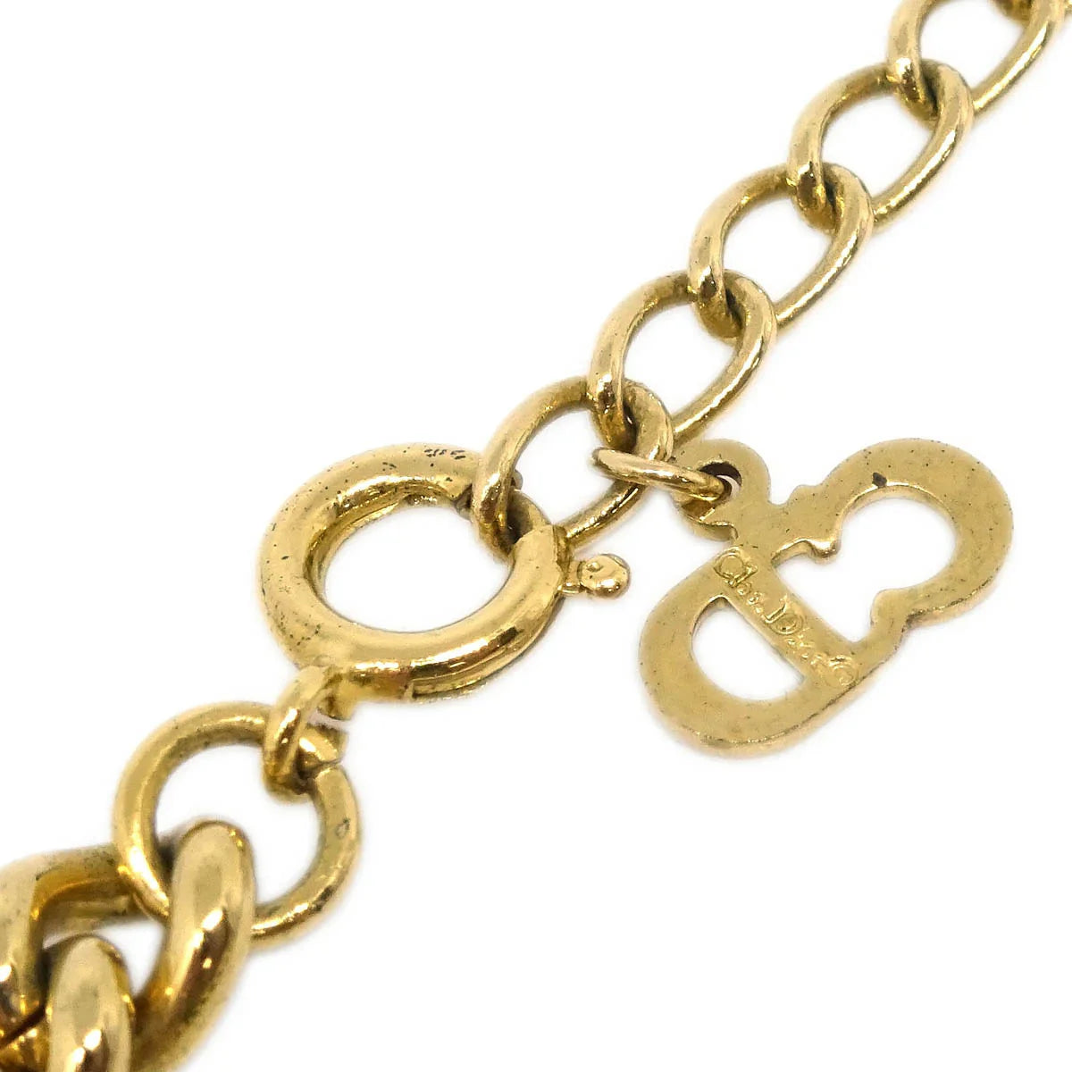 Christian Dior Necklace Pendant Gold Rhinestone