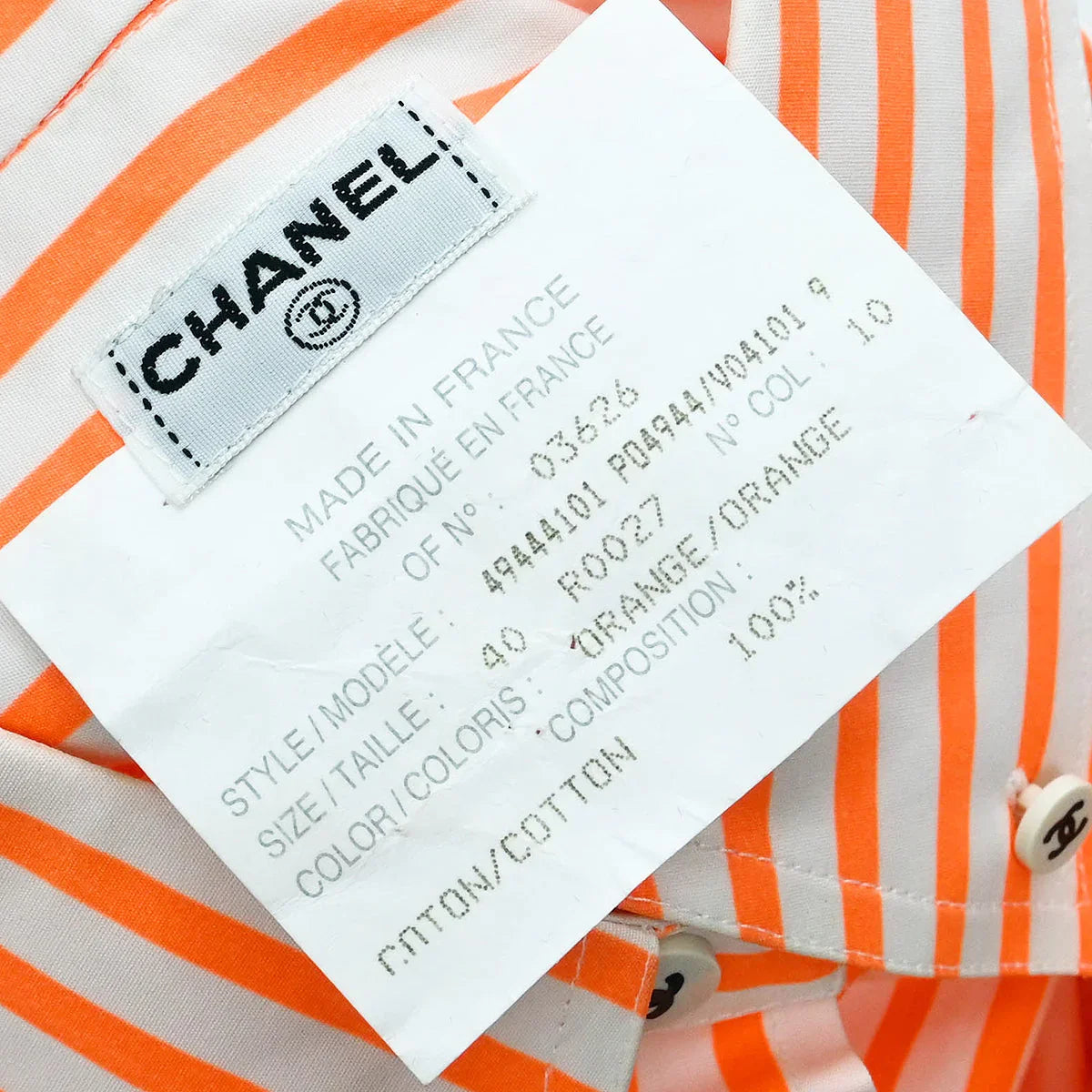 Chanel Blouse Shirt Orange #40