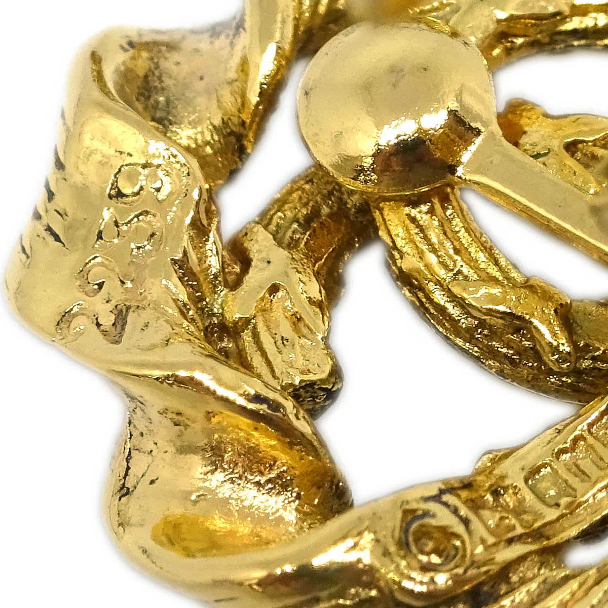 Chanel Button Earrings Clip-On Gold 2239