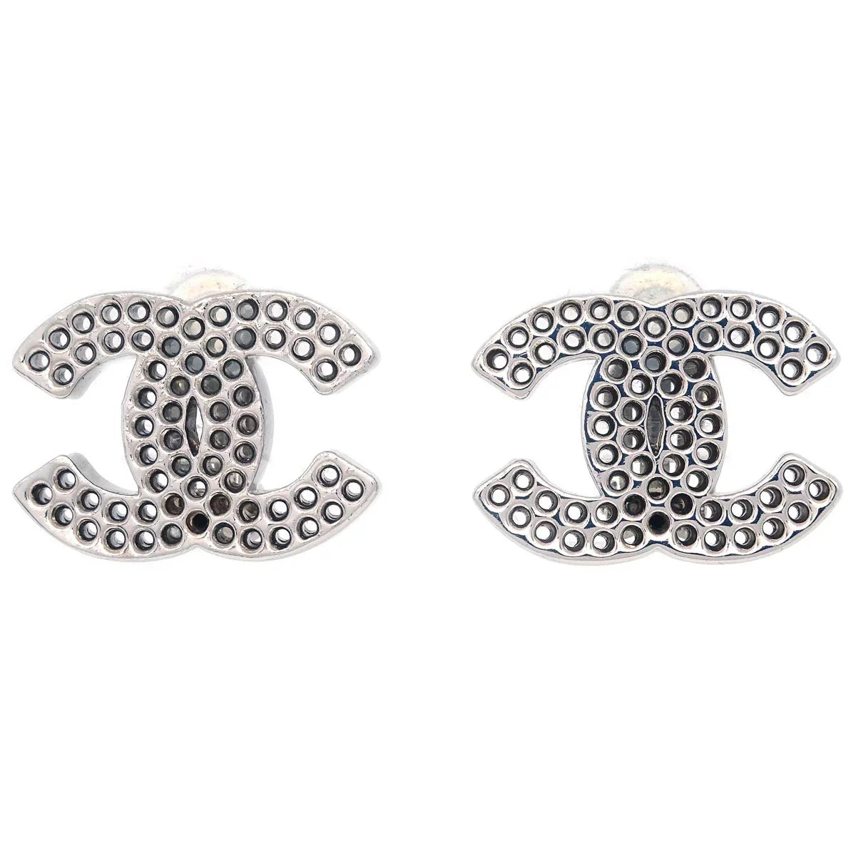 Chanel CC Earrings Clip-On Silver 03P