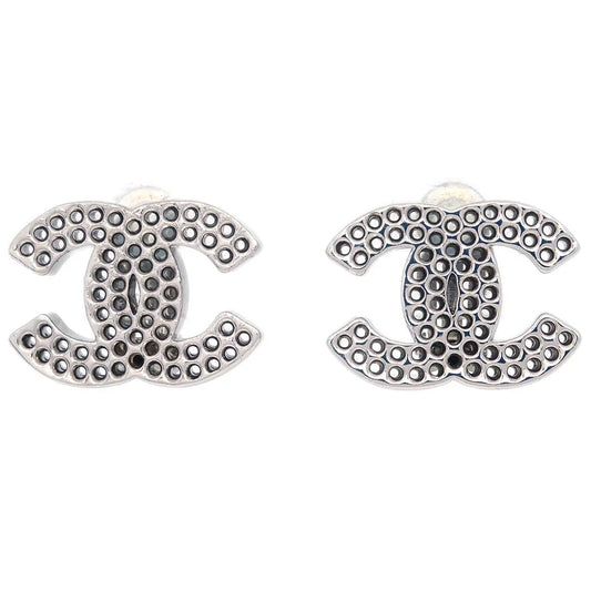 Chanel CC Earrings Clip-On Silver 03P
