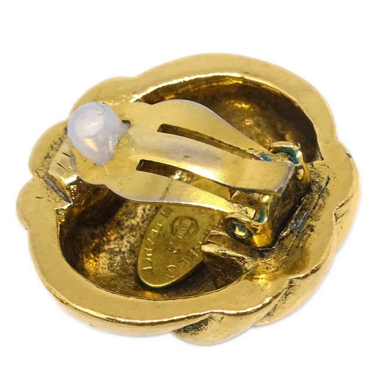 Chanel Button Earrings Clip-On Gold 23