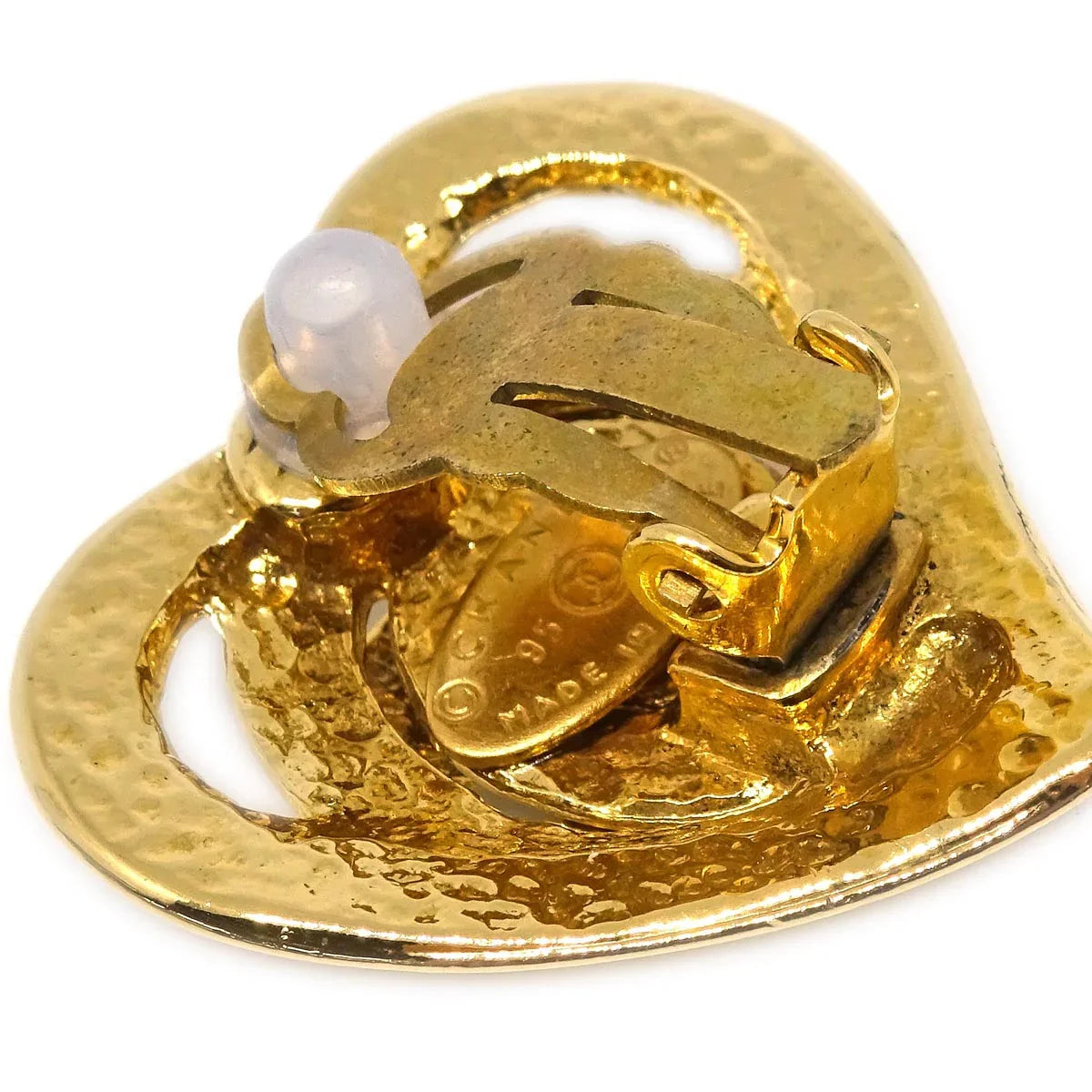 Chanel Gold Heart Earrings Clip-On 95P