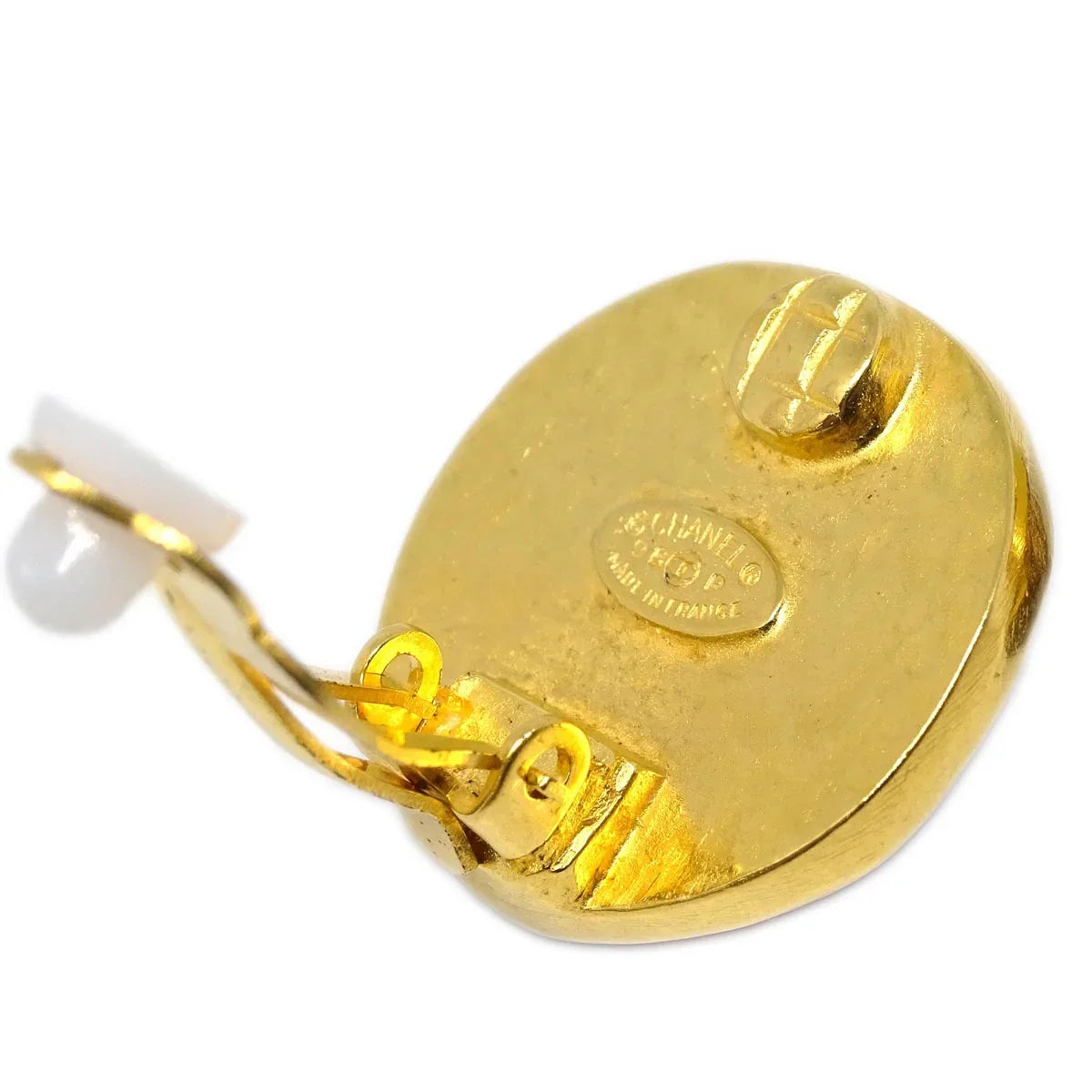 Chanel Red Button Earrings Clip-On 98P