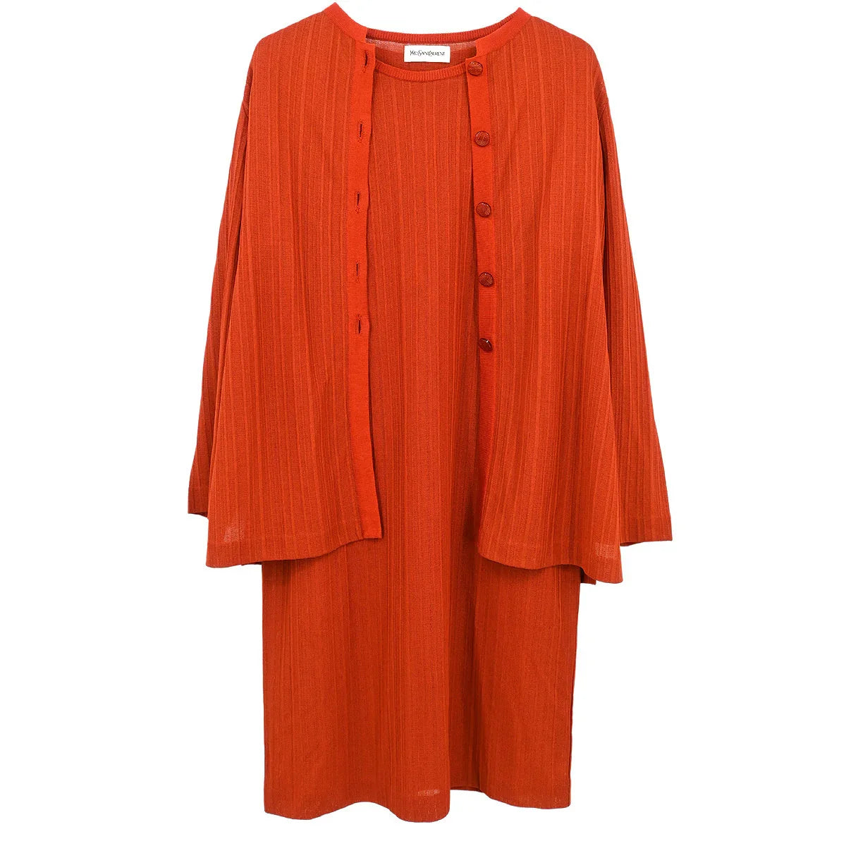 Yves Saint Laurent Setup Cardigan Short Sleeve Dress Orange #M