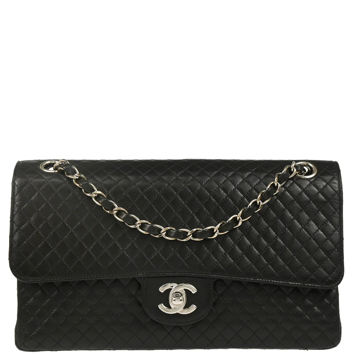 Chanel 1996-1997 Black Lambskin Single Flap Shoulder Bag