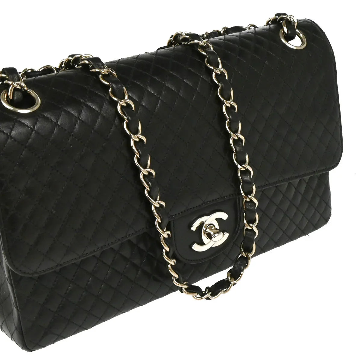 Chanel 1996-1997 Black Lambskin Single Flap Shoulder Bag