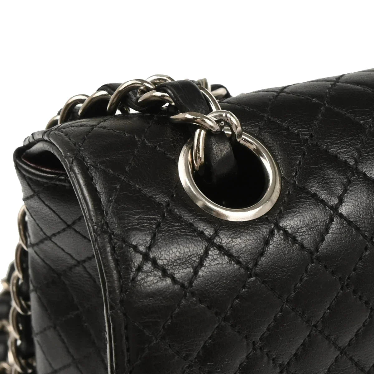 Chanel 1996-1997 Black Lambskin Single Flap Shoulder Bag