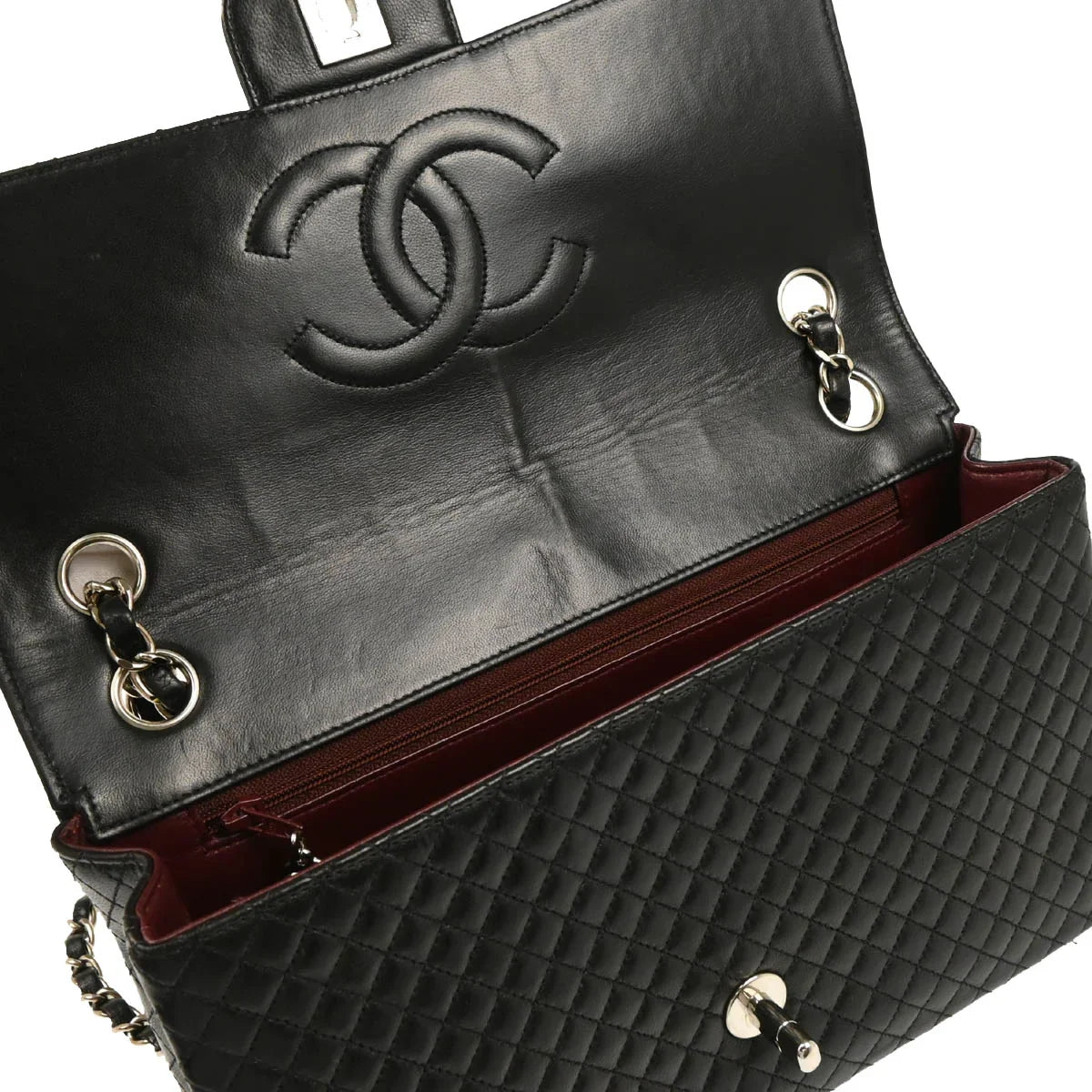Chanel 1996-1997 Black Lambskin Single Flap Shoulder Bag