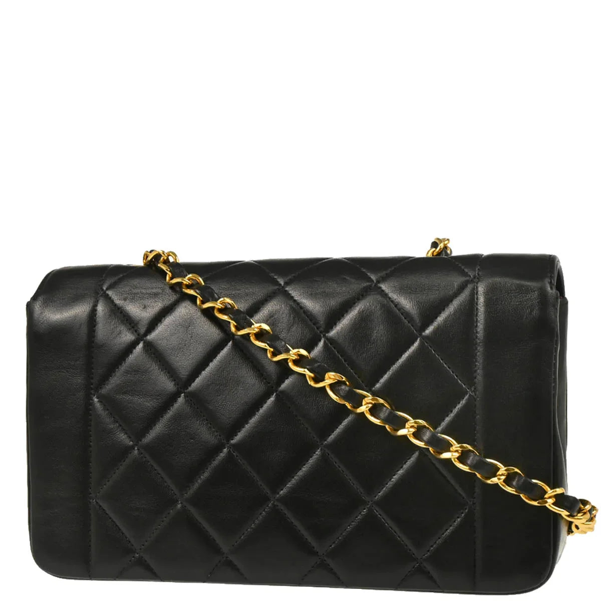 Chanel 1994-1996 Black Lambskin Small Diana Shoulder Bag