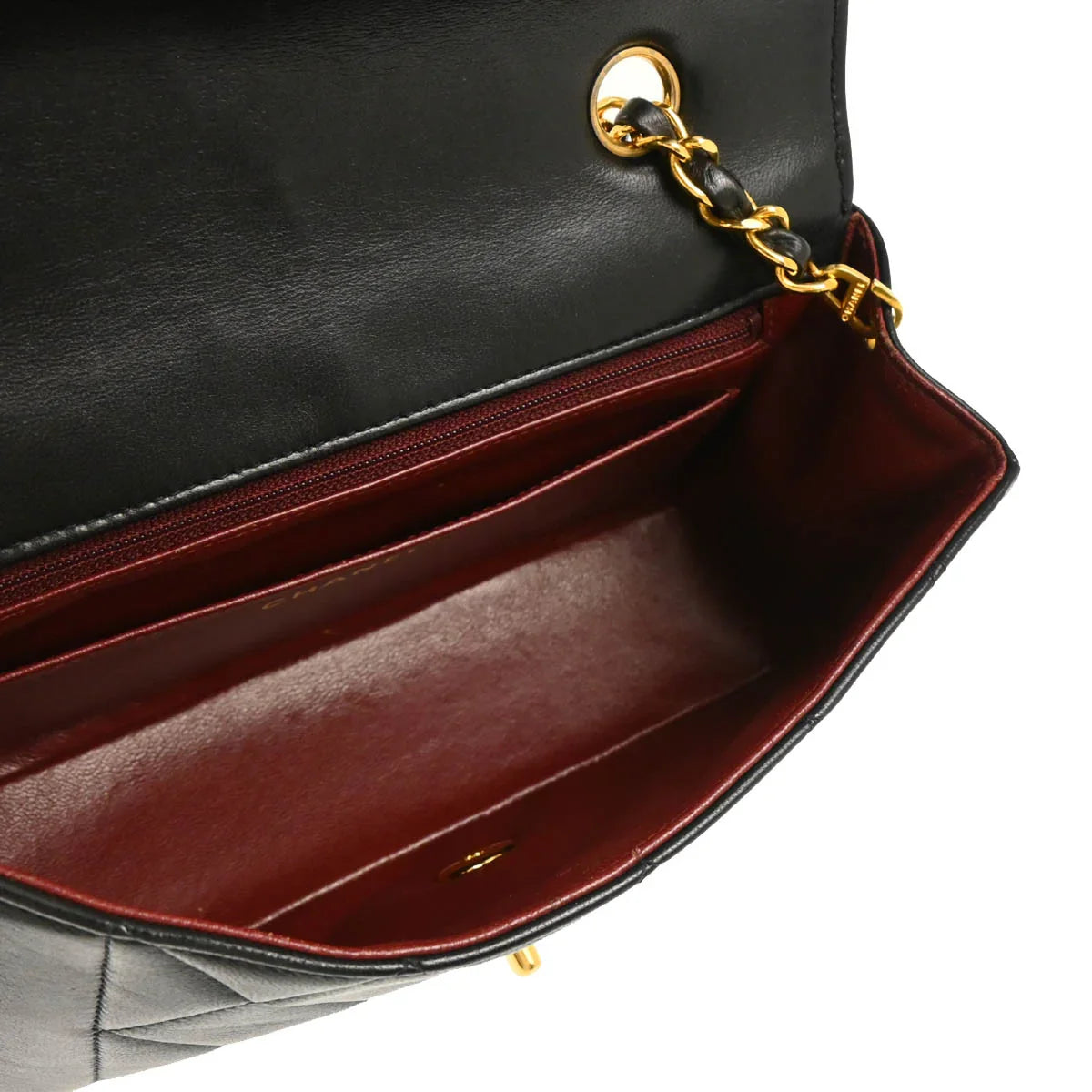 Chanel 1994-1996 Black Lambskin Small Diana Shoulder Bag