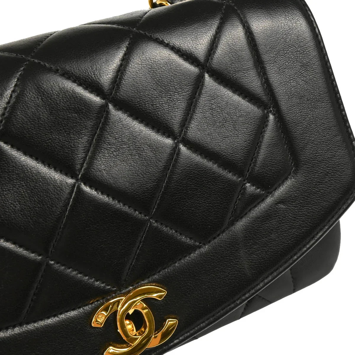 Chanel 1994-1996 Black Lambskin Small Diana Shoulder Bag