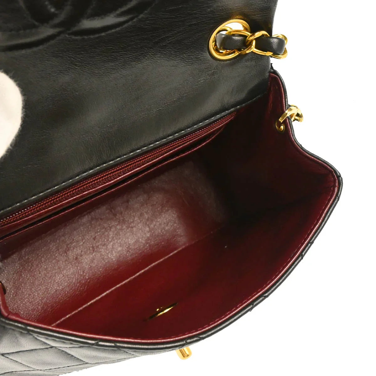 Chanel 1994-1996 Black Lambskin Mini Classic Square Flap Shoulder Bag