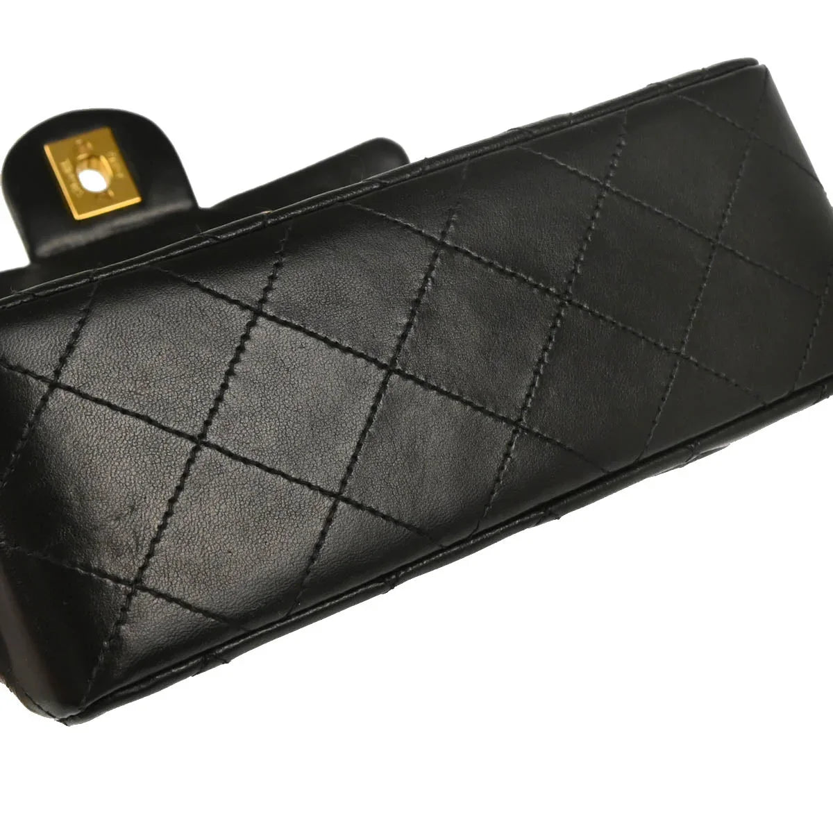 Chanel 1994-1996 Black Lambskin Mini Classic Square Flap Shoulder Bag