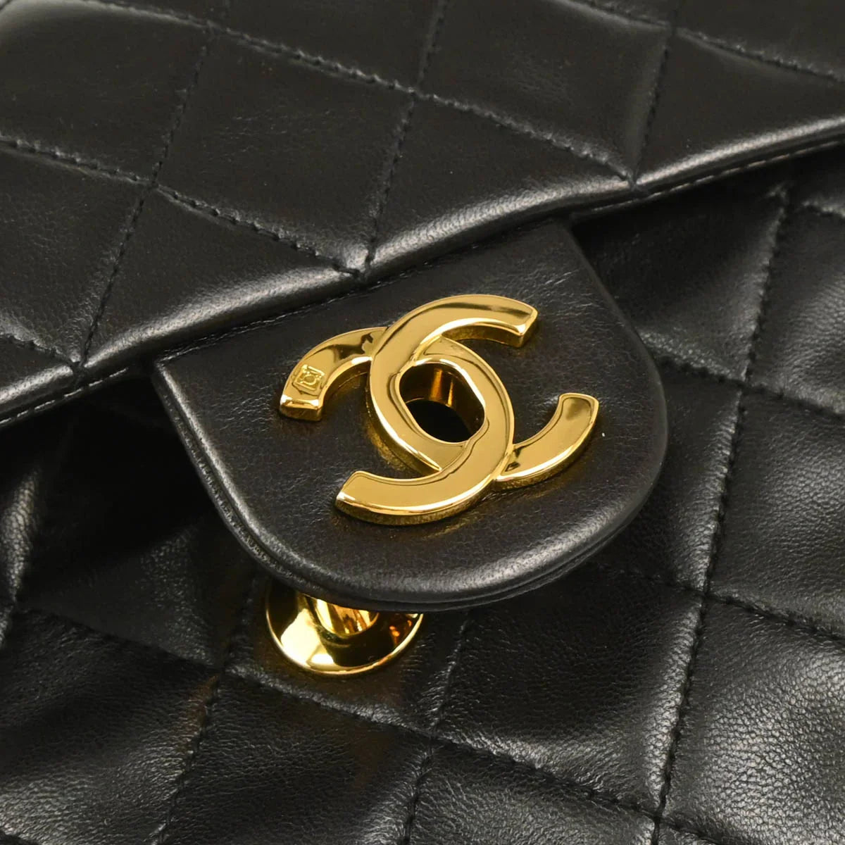 Chanel 1994-1996 Black Lambskin Mini Classic Square Flap Shoulder Bag