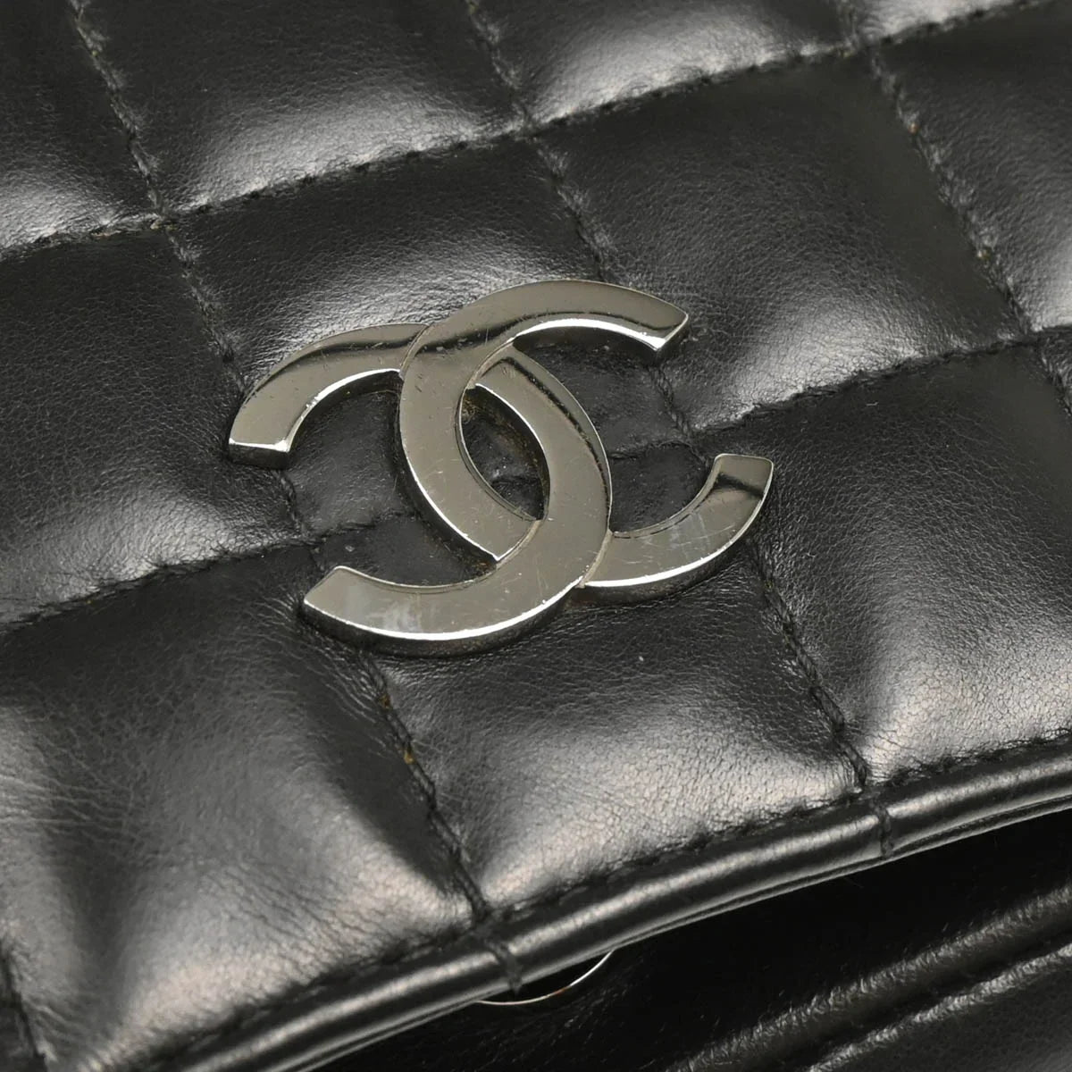 Chanel 2003-2004 Black Lambskin Choco Bar Full Flap Shoulder Bag
