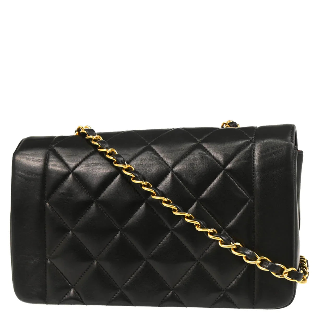 Chanel 1996-1997 Black Lambskin Small Diana Shoulder Bag