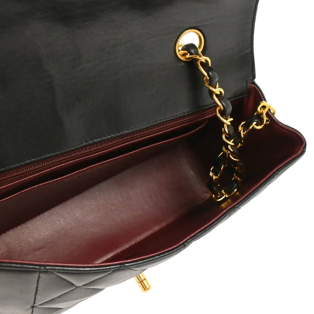 Chanel 1996-1997 Black Lambskin Small Diana Shoulder Bag