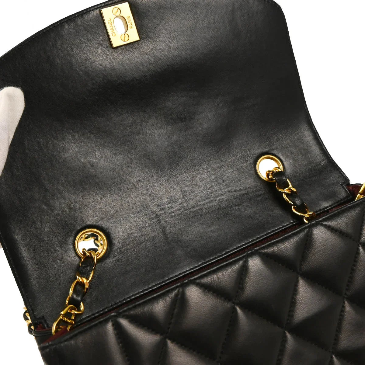 Chanel 1996-1997 Black Lambskin Small Diana Shoulder Bag