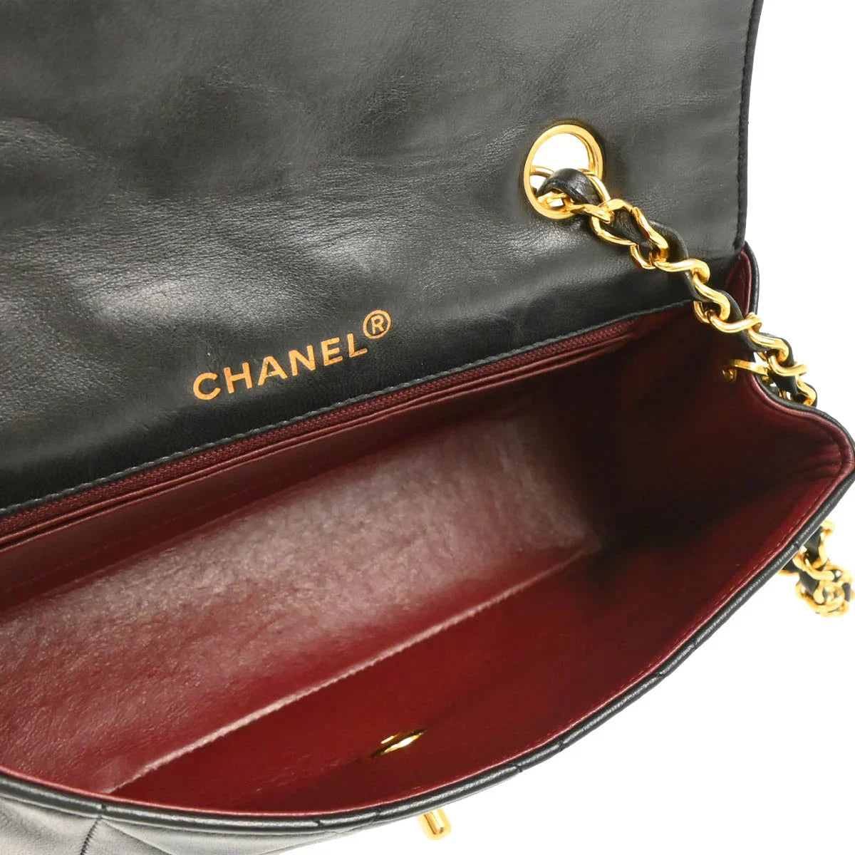 Chanel 1989-1991 Black Lambskin Single Flap Shoulder Bag