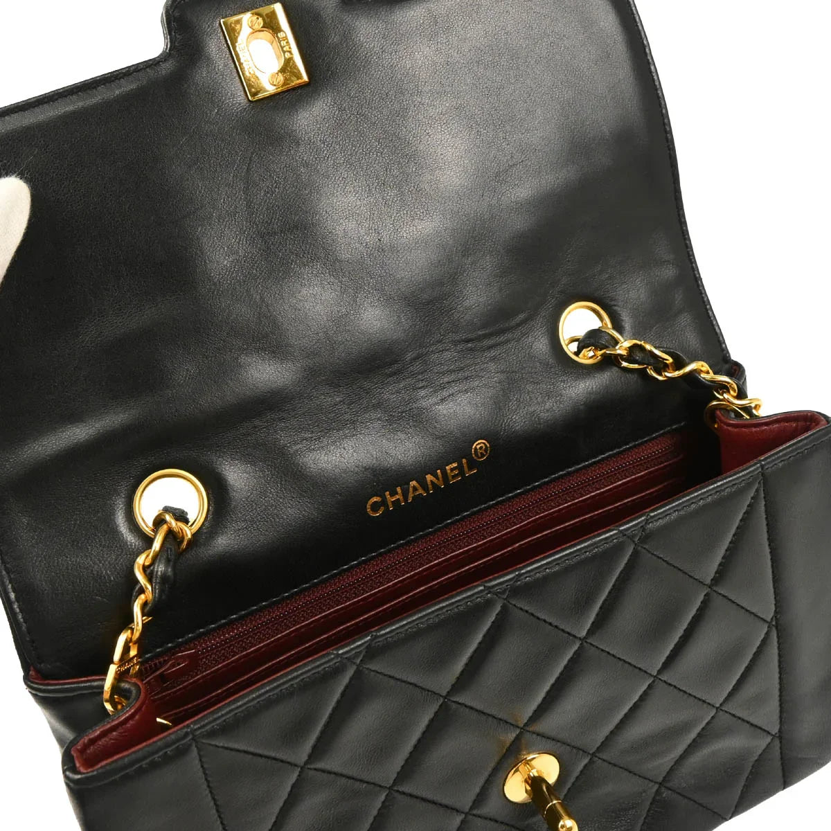 Chanel 1989-1991 Black Lambskin Single Flap Shoulder Bag