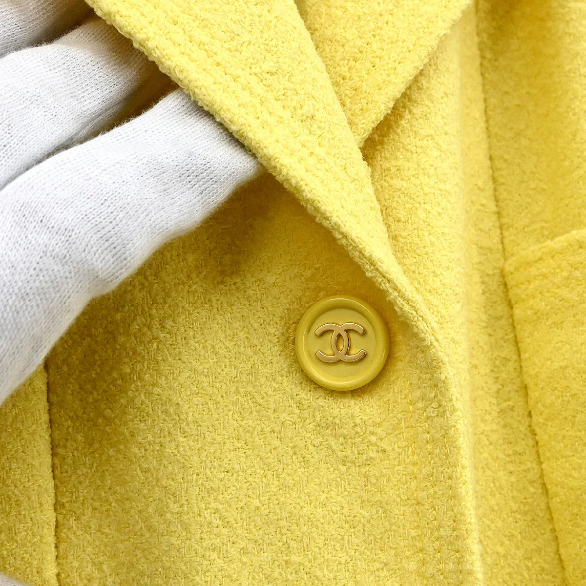 Chanel 1997 Single Breasted Jacket Coat Yellow #38