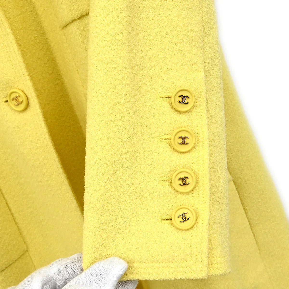 Chanel 1997 Single Breasted Jacket Coat Yellow #38