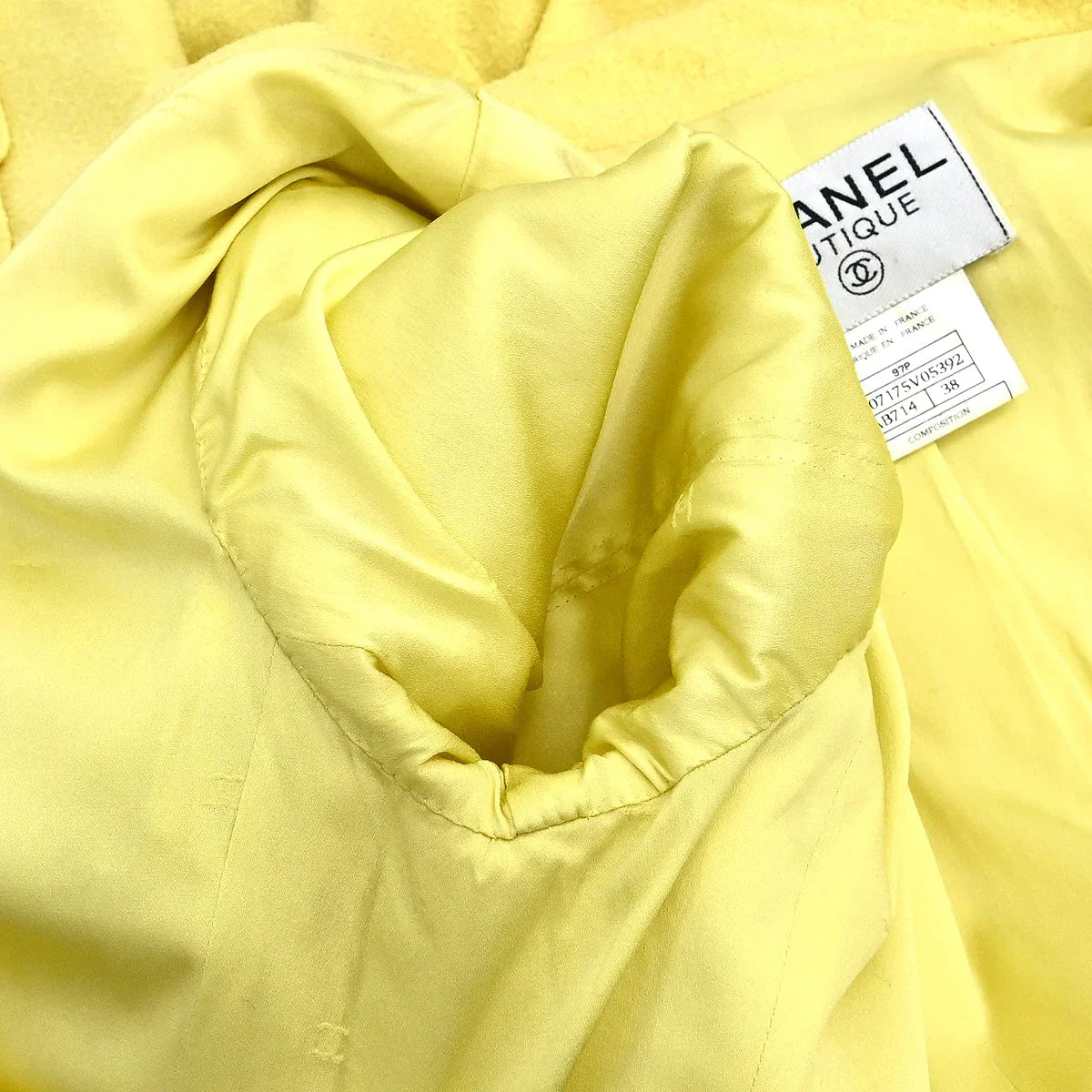 Chanel 1997 Single Breasted Jacket Coat Yellow #38