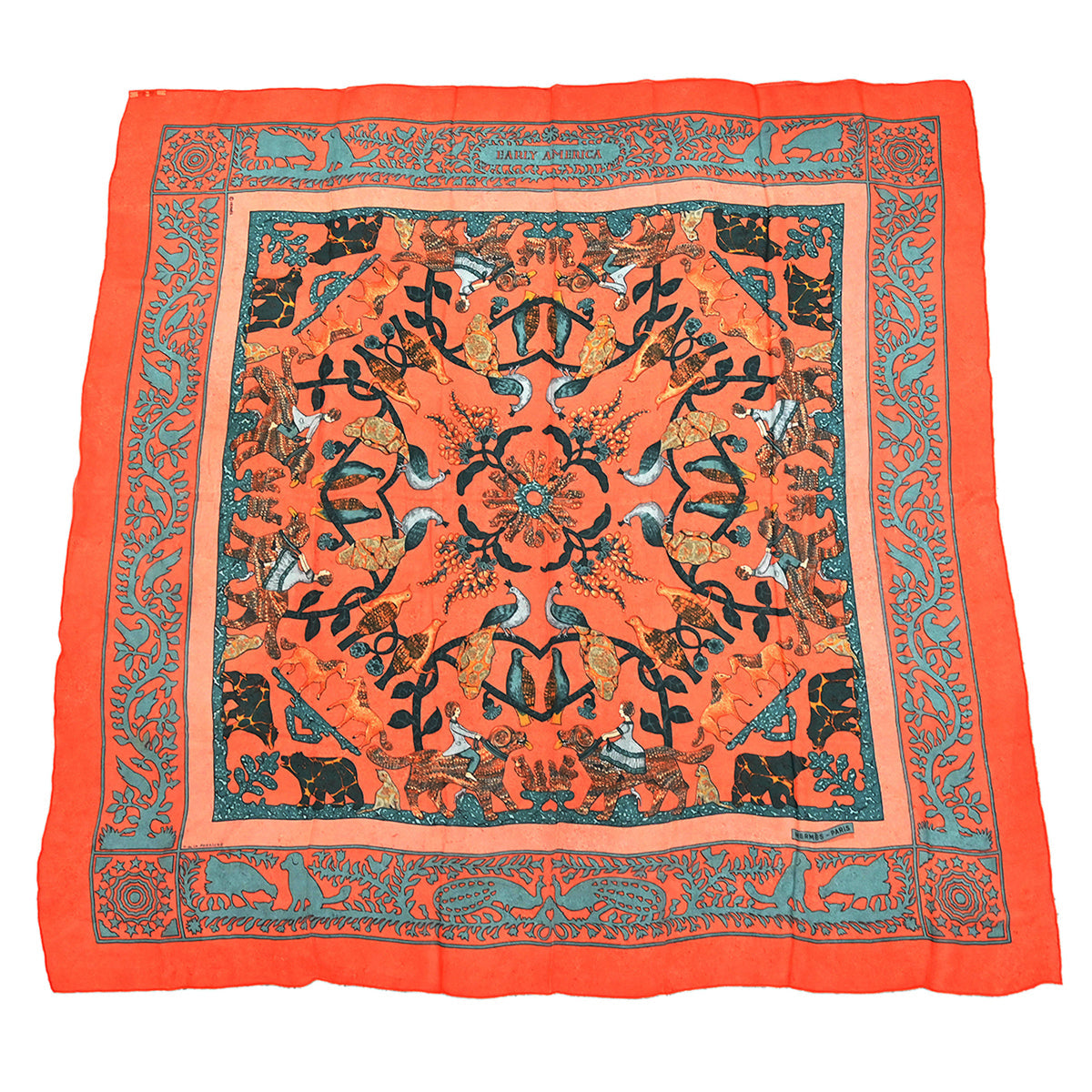 Hermes Scarf Carre 90 Early America Orange Small Good