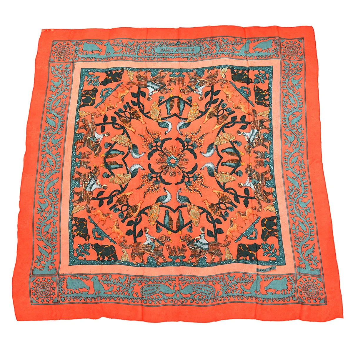 Hermes Scarf Carre 90 Early America Orange Small Good