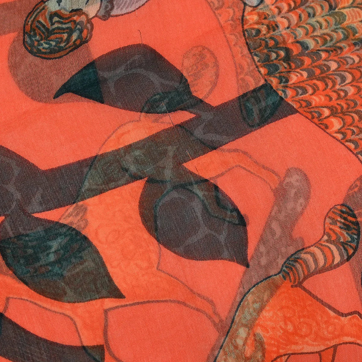 Hermes Scarf Carre 90 Early America Orange Small Good