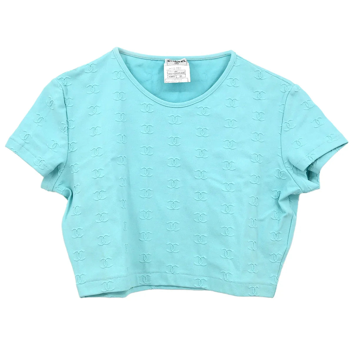 Chanel Cropped T-shirt Top Light Blue #42