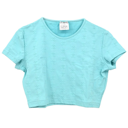 Chanel Cropped T-shirt Top Light Blue #42