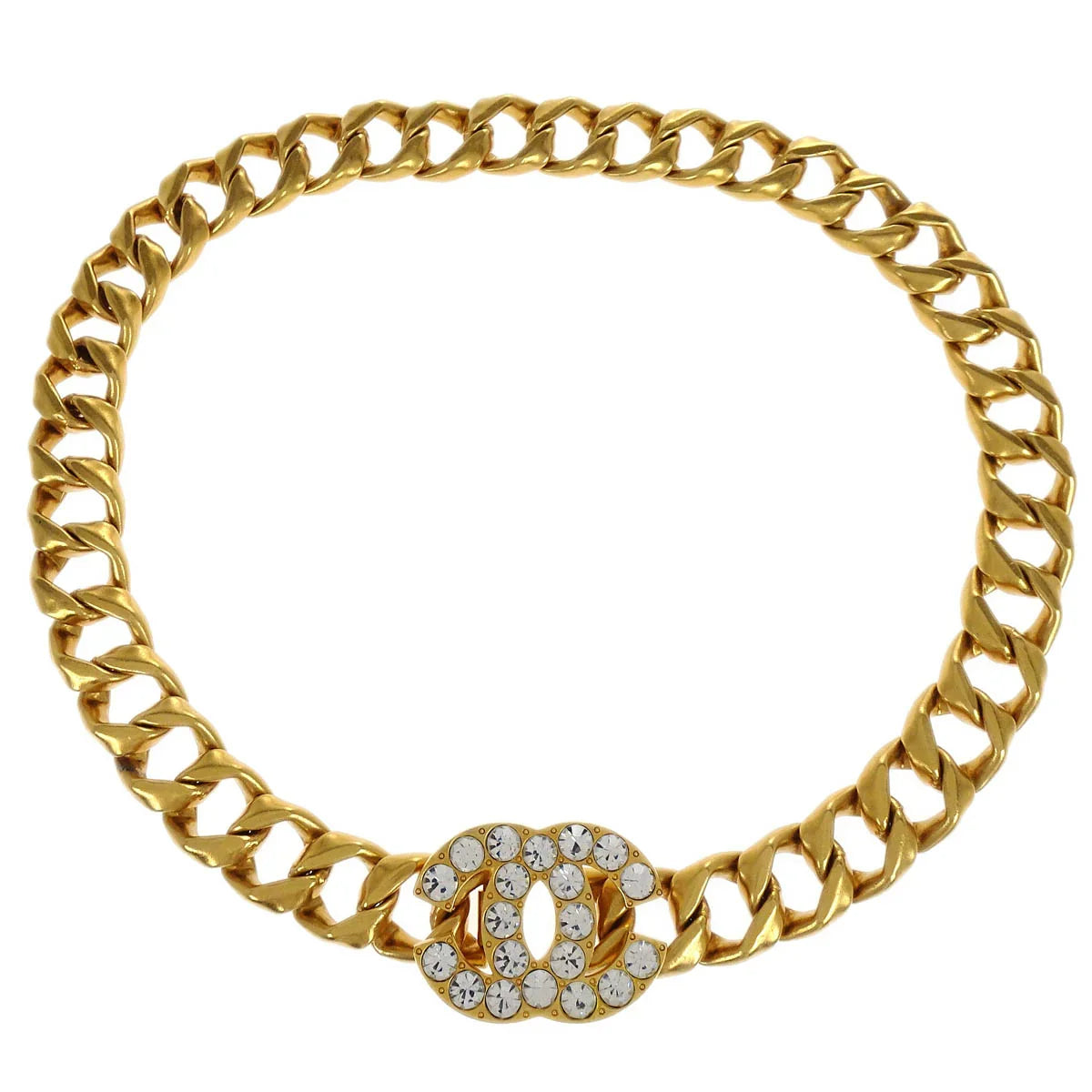 Chanel Chain Belt Gold Rhinestone 95P Small Good