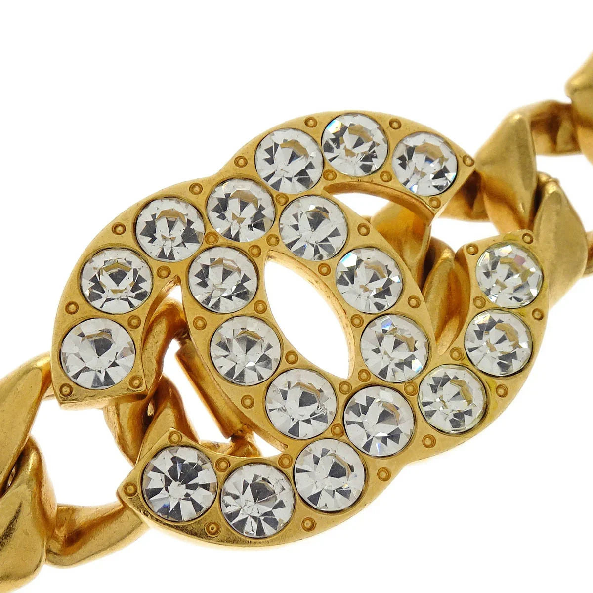 Chanel Chain Belt Gold Rhinestone 95P Small Good