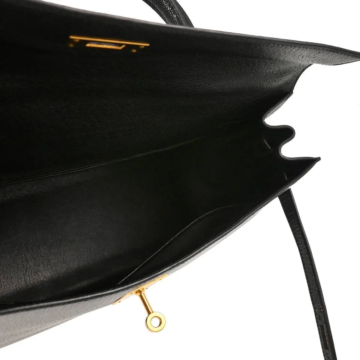 Hermes 2001 Black Coromandel Kelly 35 Sellier 2way Shoulder Handbag