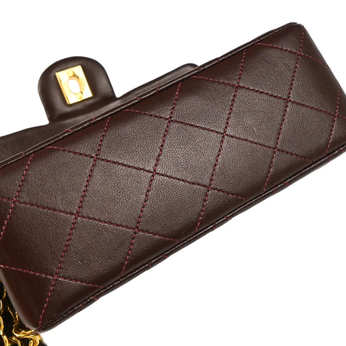 Chanel 1989-1991 Bordeaux Lambskin Mini Classic Square Flap Shoulder Bag