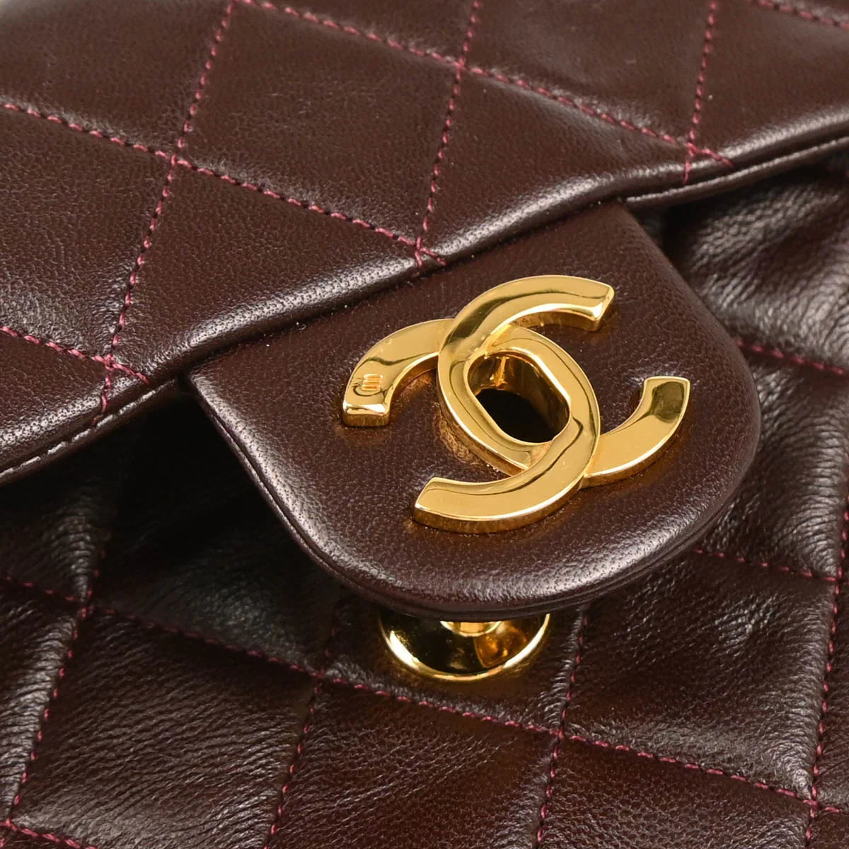 Chanel 1989-1991 Bordeaux Lambskin Mini Classic Square Flap Shoulder Bag