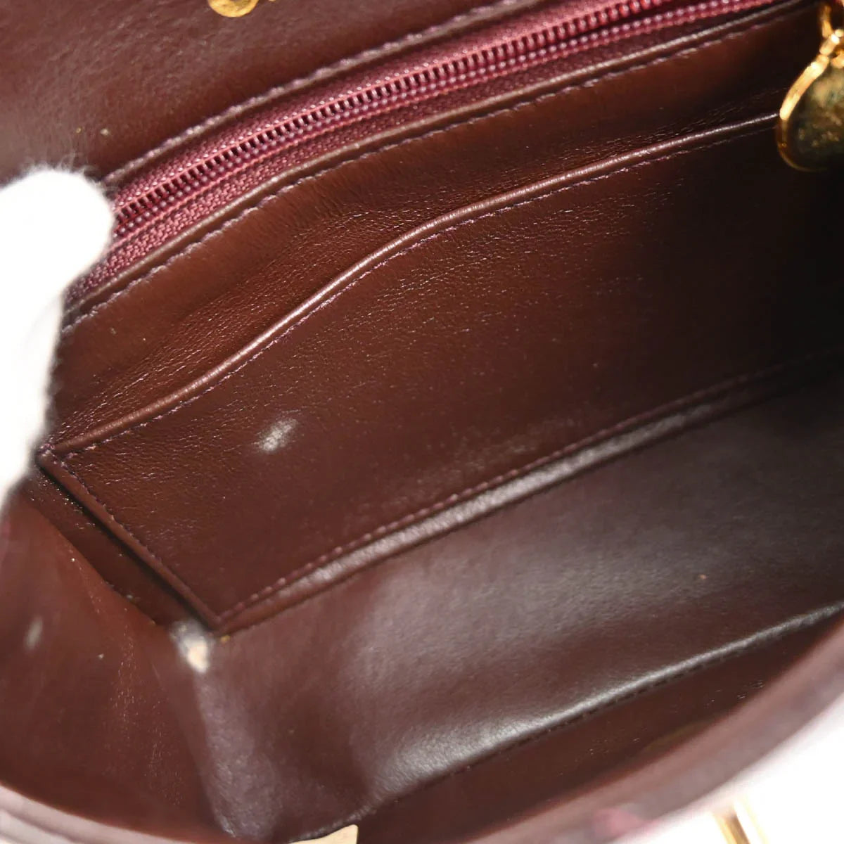 Chanel 1989-1991 Bordeaux Lambskin Mini Classic Square Flap Shoulder Bag