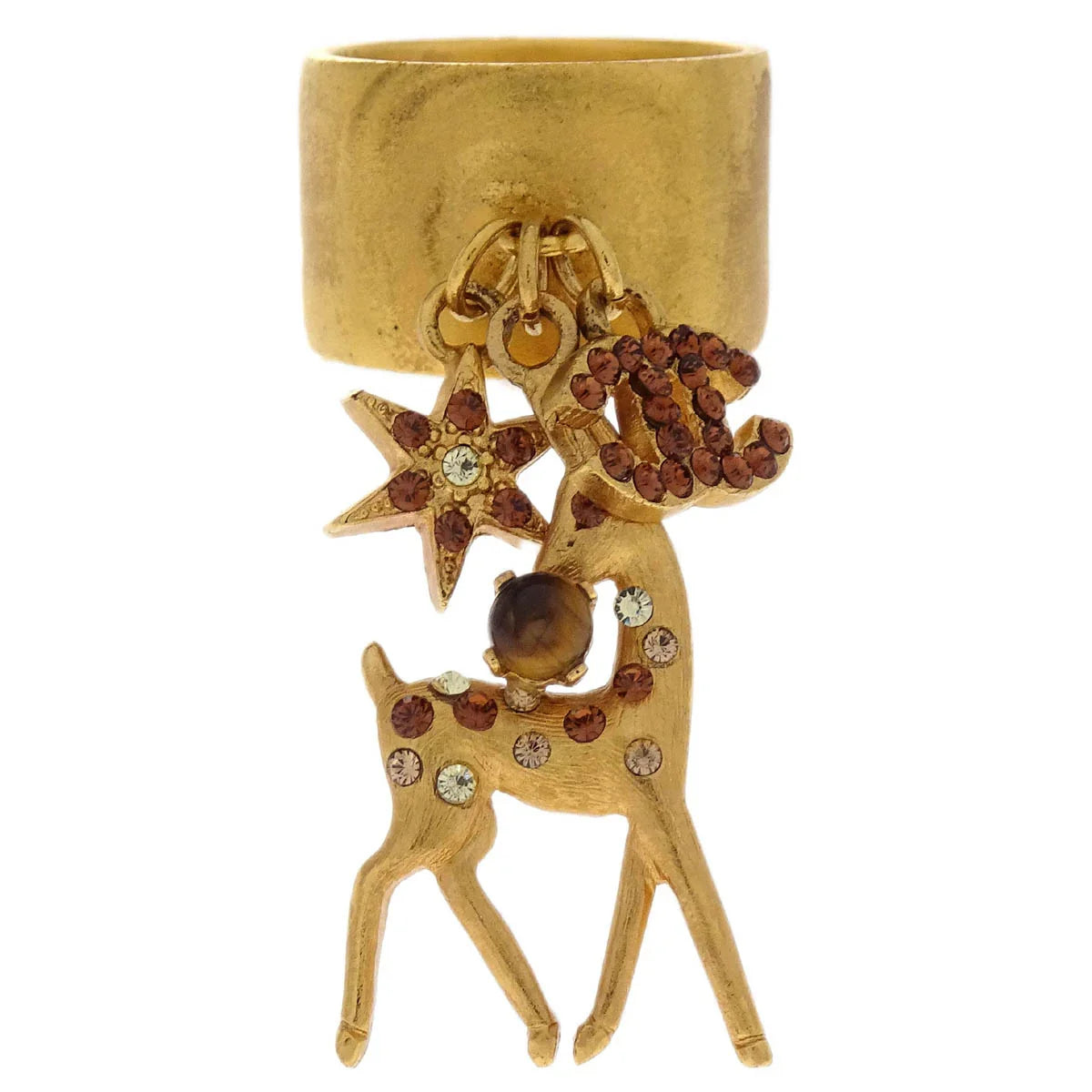 Chanel Ring Gold Rhinestone #53 #13 01A