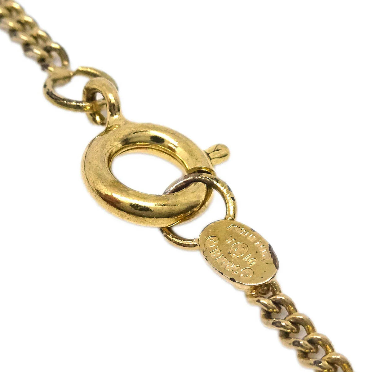Chanel CC Chain Pendant Necklace Rhinestone Gold 01A