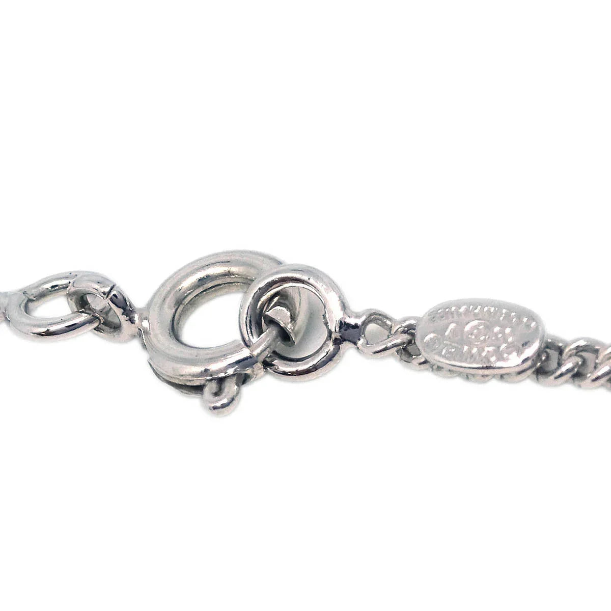 Chanel CC Chain Necklace Silver Black 05V
